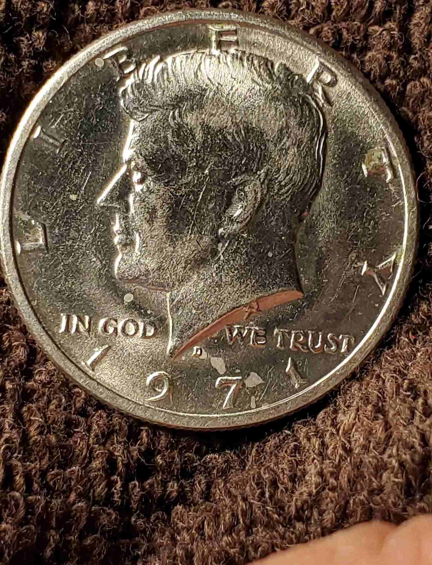 1971-D-Kennedy-Half-Dollar-With-Doubling,-Multiple-Copper-Faces